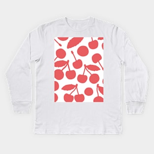 Cute silhouette red white cherries Kids Long Sleeve T-Shirt